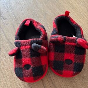 Plaid Red and Black Old navy bear Kids Slippers